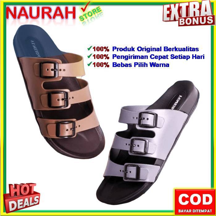 Sendal Slop Pria Yumeida GT 9071 L Sandal Pria Ban 3 Tali Karet Jelly Nyaman Empuk Anti Slip
