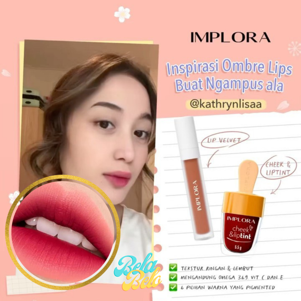 Implora Korean Dewy Ombre Lips paket (Honest Lip Velvet + Lip Tint)