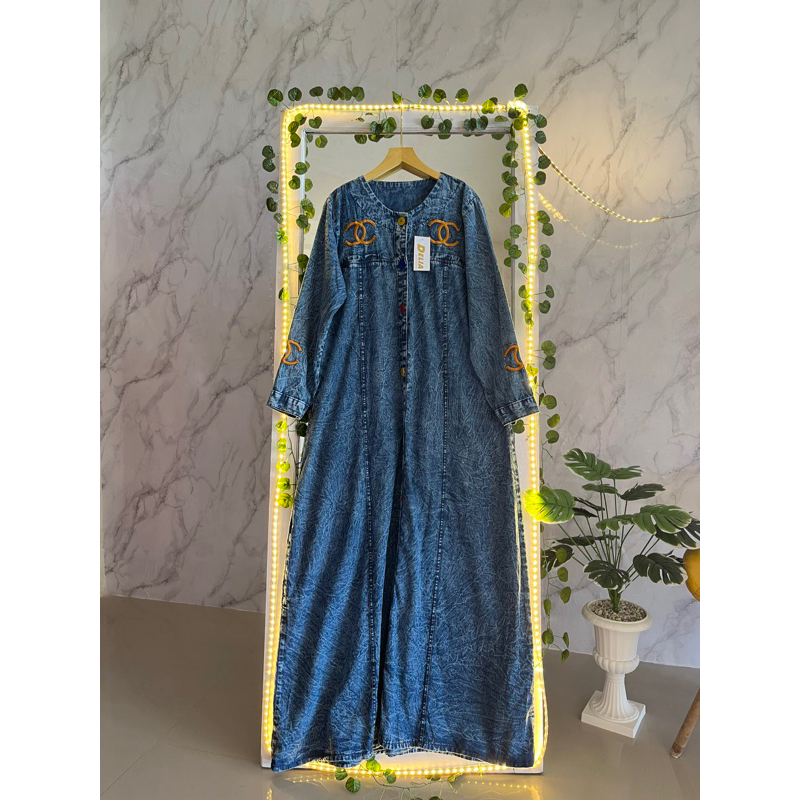 GAMIS JEANS TERBARU PREMIUM DRESS WANITA VIRAL CHANEL GAMIS BUSUI