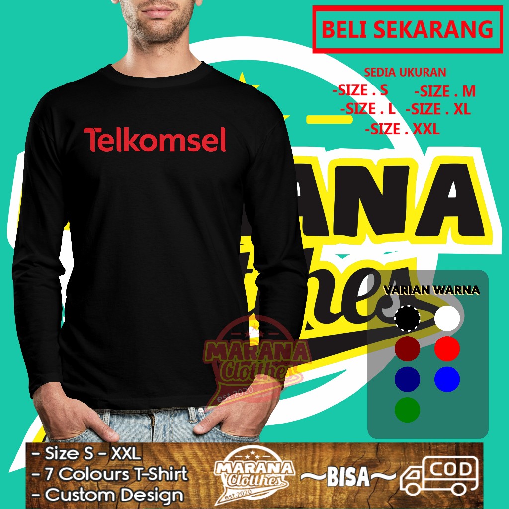 Kaos Telkomsel Logo Baru Lengan Panjang Baju Perusahaan