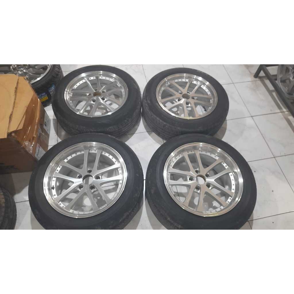 VELG MOBIL BEKAS HSR SHOJI RING17 LEBAR 75,85 PCD5x114,3 et35 25 silver BAN   215 60
