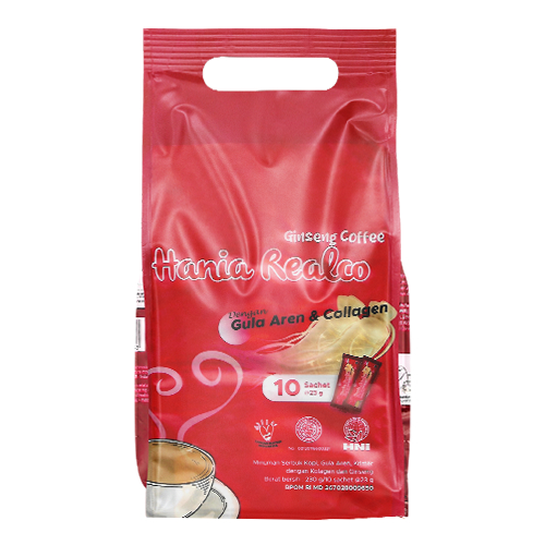 

Hania Realco Ginseng Coffee HNI HPAI isi 10 Sachet - Kopi Ginseng BPOM Halal MUI - Kopi Kolagen