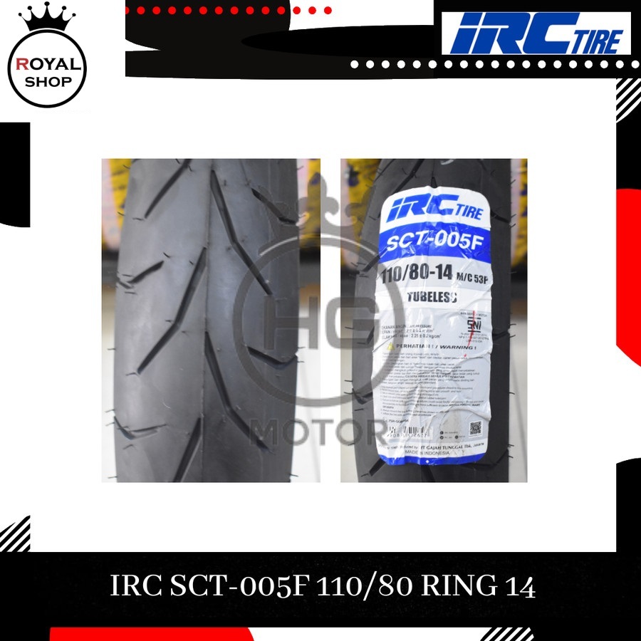 Ban Motor IRC SCT 005 F ( SCT005F ) 110/80-14 Tubeless Matic