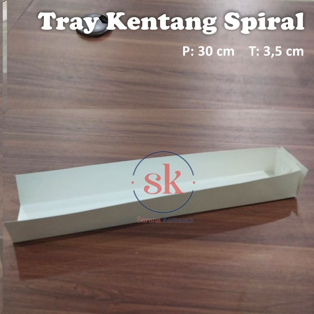 ( 100 ) Paper Tray Kentang Ulir Tornado Spiral  Wadah Tempat Kentang Goreng Putih Polos