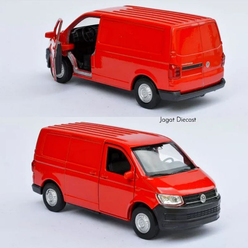 Welly Volkswagen T6 Transporter  Diecast Mainan VW Kombi  untuknkostuman Kurir JNT dan Ninja