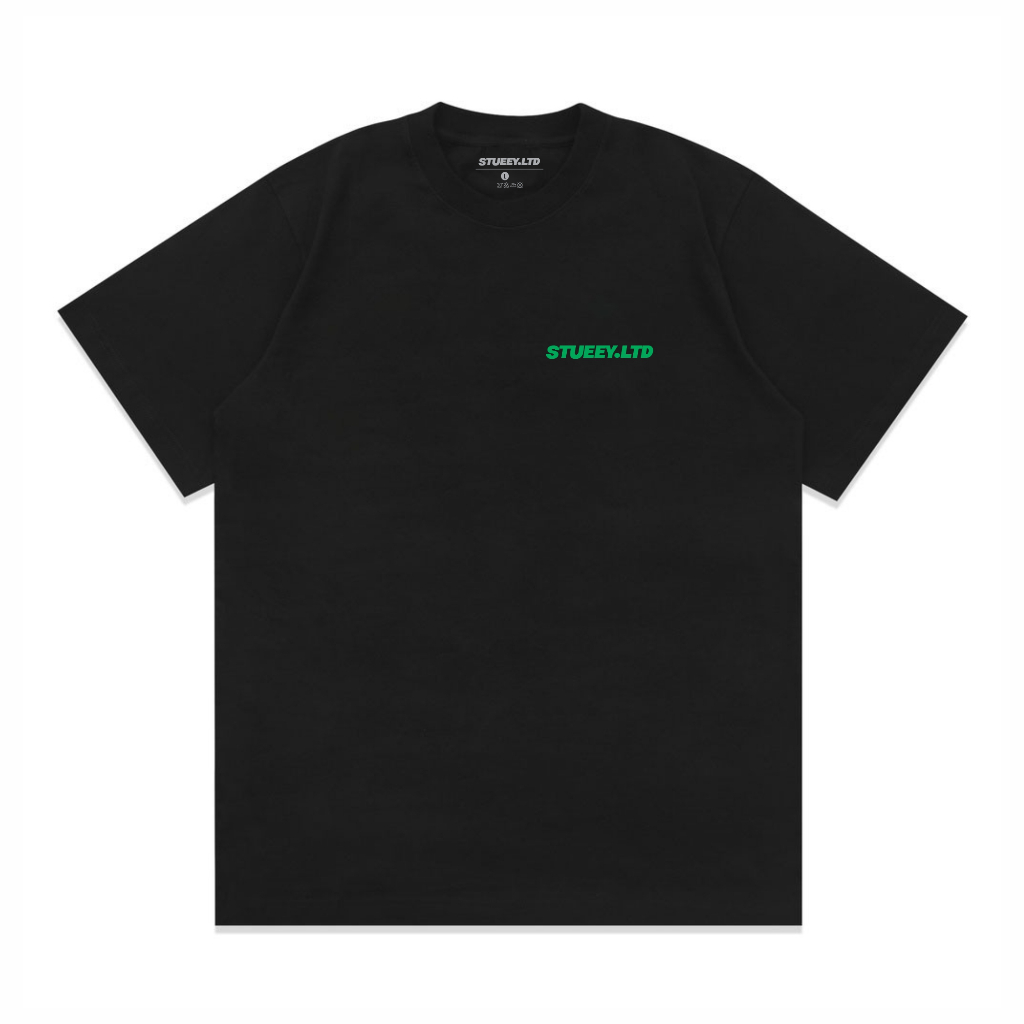 Stueey original kaos hitam atasan Tshirt unisex T-shirt bahan katun motif simple font erigo