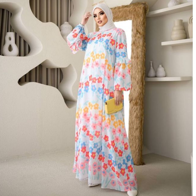 dress gamis adsilla printingan by zeeaudrey