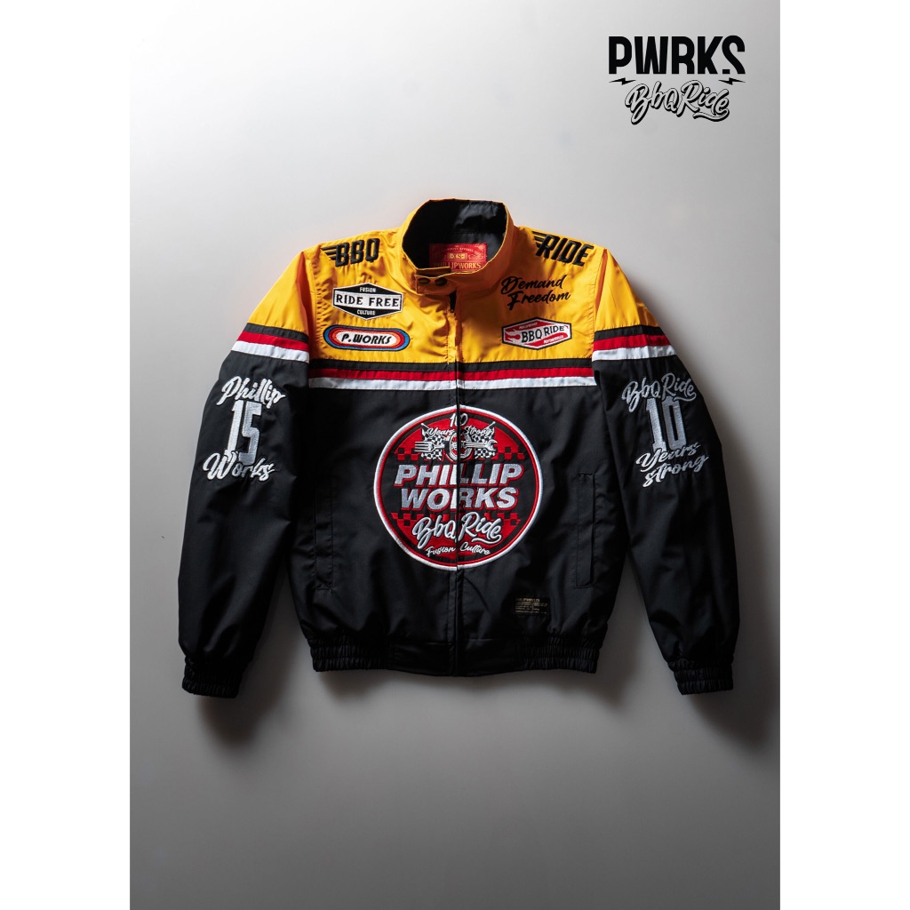PHILLIP WORKS PHILLIPWORKS JACKET JAKET MOTOR RACING BALAP TOURING RIDING RIDE PATCH BORDIR MOTORCYC