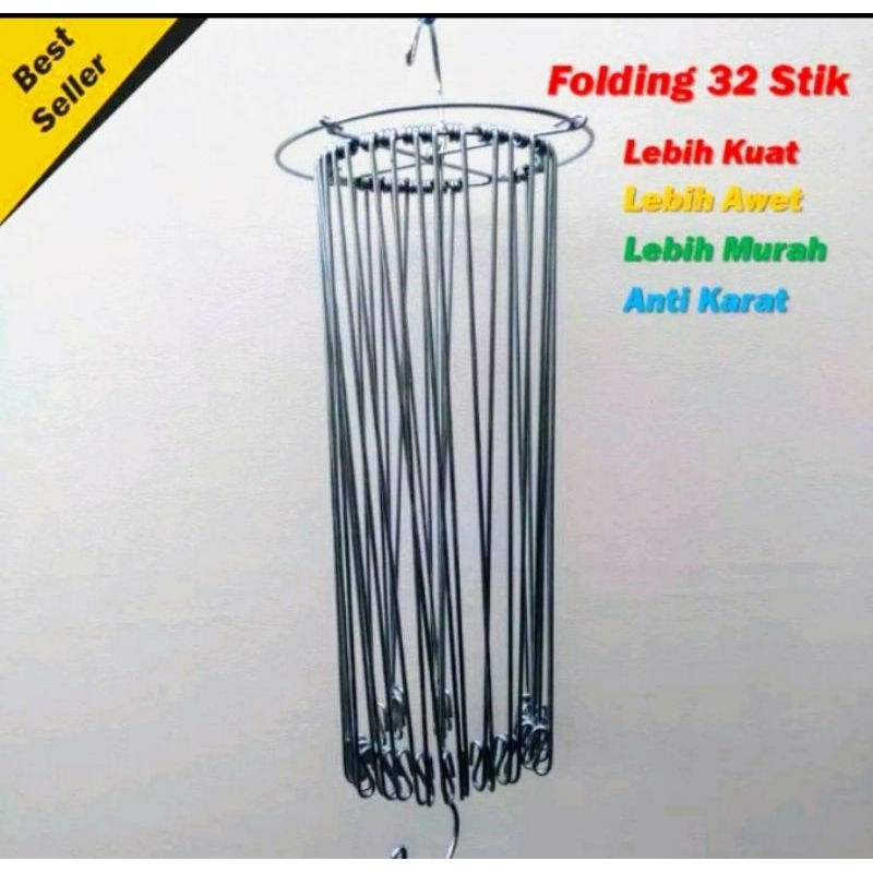 JEMURAN BAJU BAYI JUMBO/HANGER FOLDING JUMBO TERMURAH, 32 STIK , JEMURAN BAYI ANAK DEWASA bulat popo
