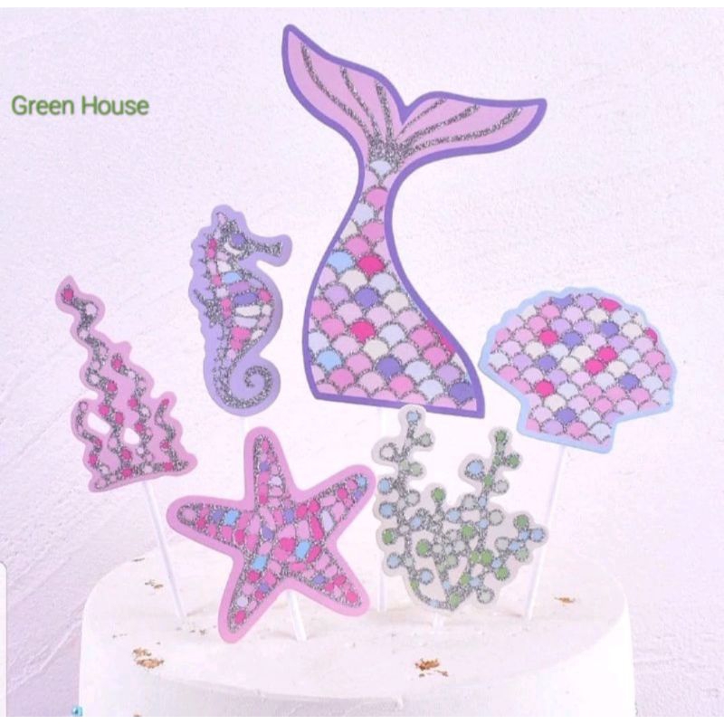 Topper mermaid Tail isi 6 | Topper Cake Mermaid Hiasan kue Tema mermaid