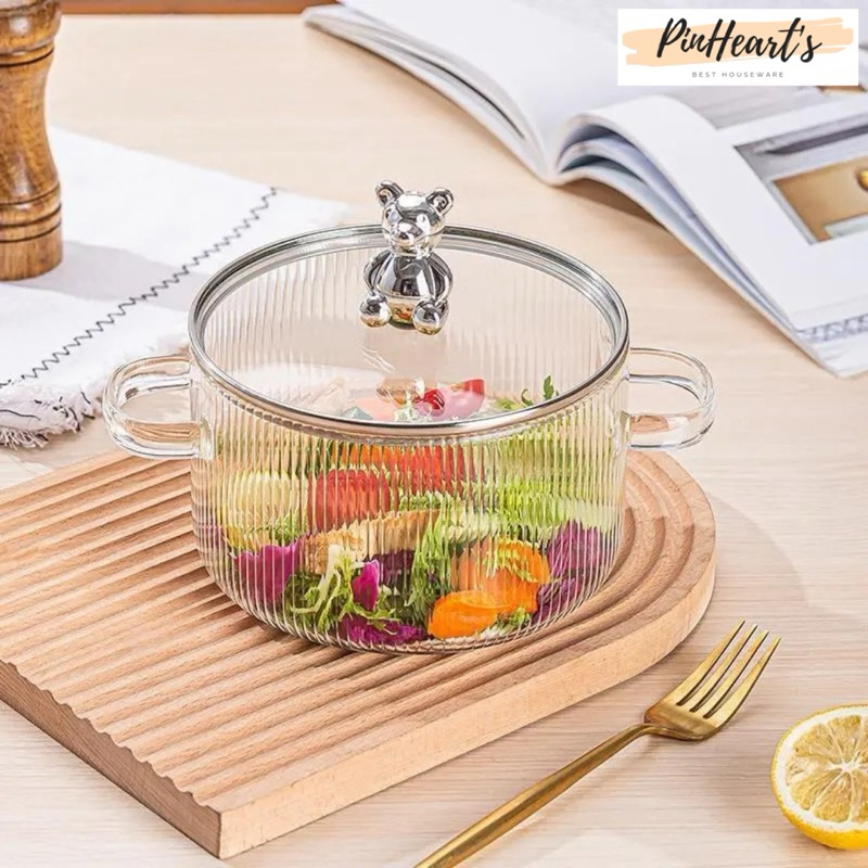 PANCI SOUP REBUS KACA BOROSILICATE TEBAL GLASS COOKING SOUP POT TRANSPARAN / PANCI KUPING KACA TAHAN