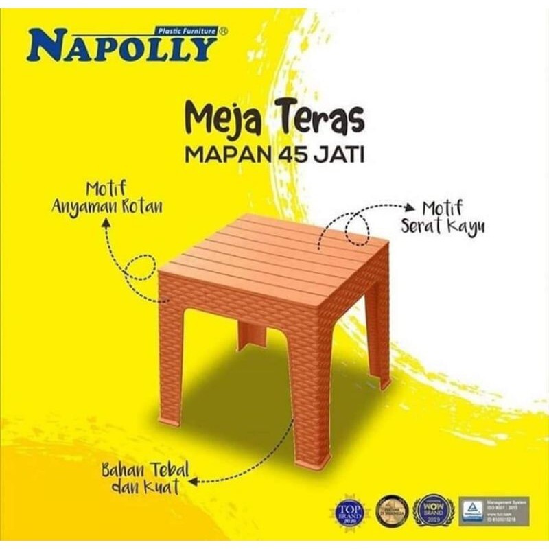 [KHUSUS KIRIM GOJEK] MEJA PLASTIK MEJA NAPOLLY MAPAN 45 KURSI MURAH SURABAYA