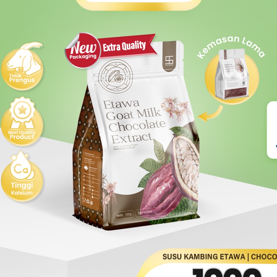

GJGC792 DISKON Ternak Syams Susu Kambing Etawa Bubuk Rasa Varian Cokelat Chocolate Syams 1 gram Pure Murni Alami Organik Pasteurisasi tanpa campuran gula Original Mentah Kiloan Asli Natural 1 Kg choco cocoa