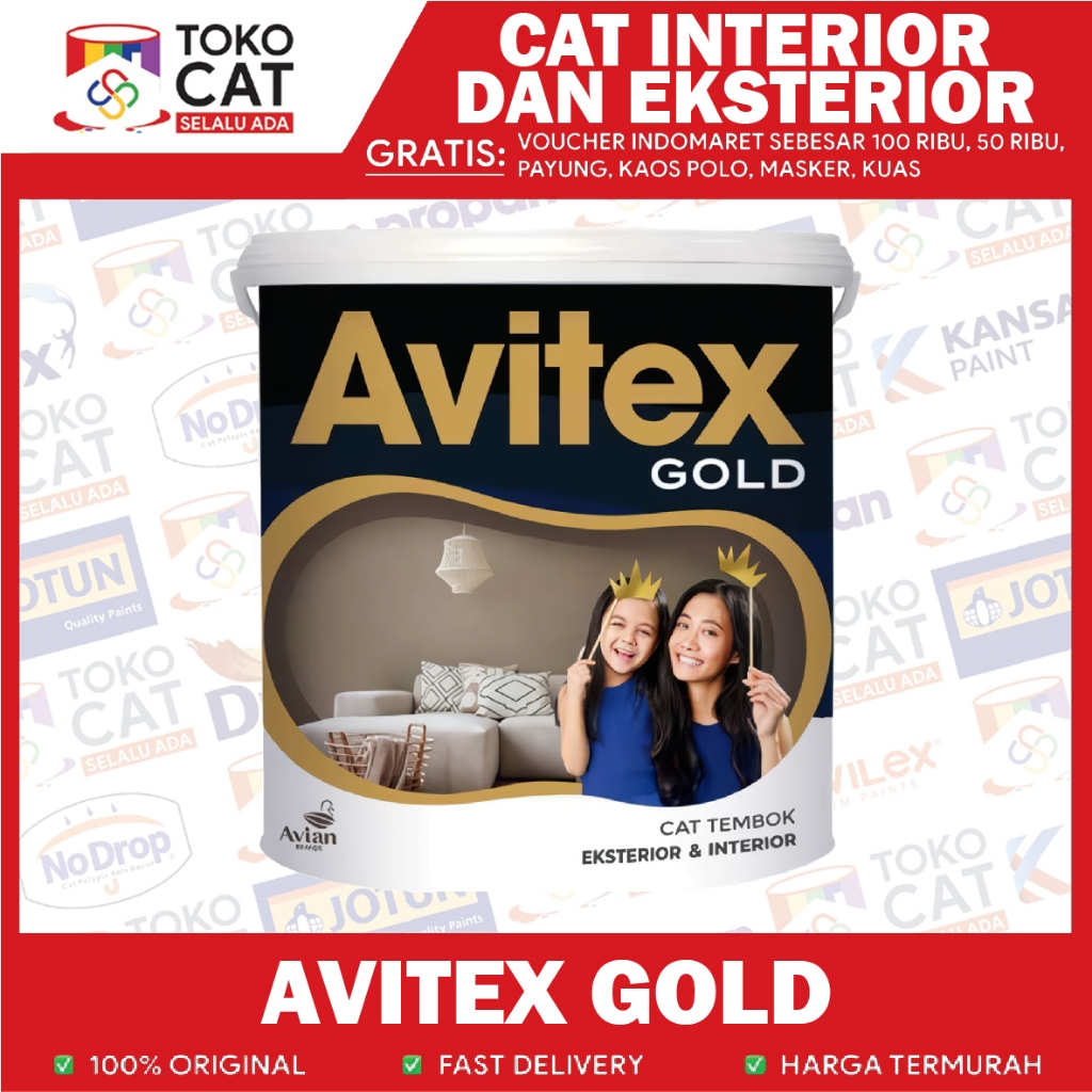 Cat Tembok Interior | Avian Avitex Gold Interior Putih 25 Kg | Kemasan Pail