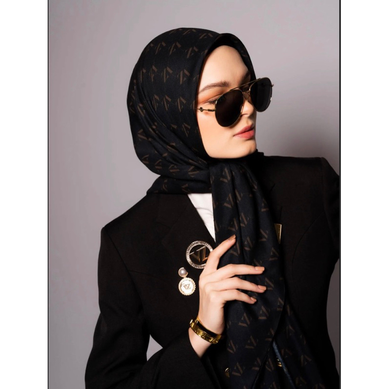 READY-VIVI ZUBEDI-MONOGRAM VOAL SCARF