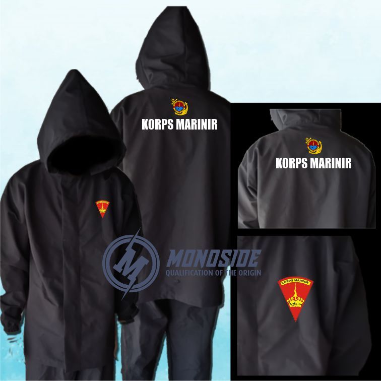 JAS HUJAN STELAN / JAS HUJAN TNI AL KORPS MARINIR  /JAS HUJAN CUSTOM / DUA LAPIS BISA CUSTOM DESAIN
