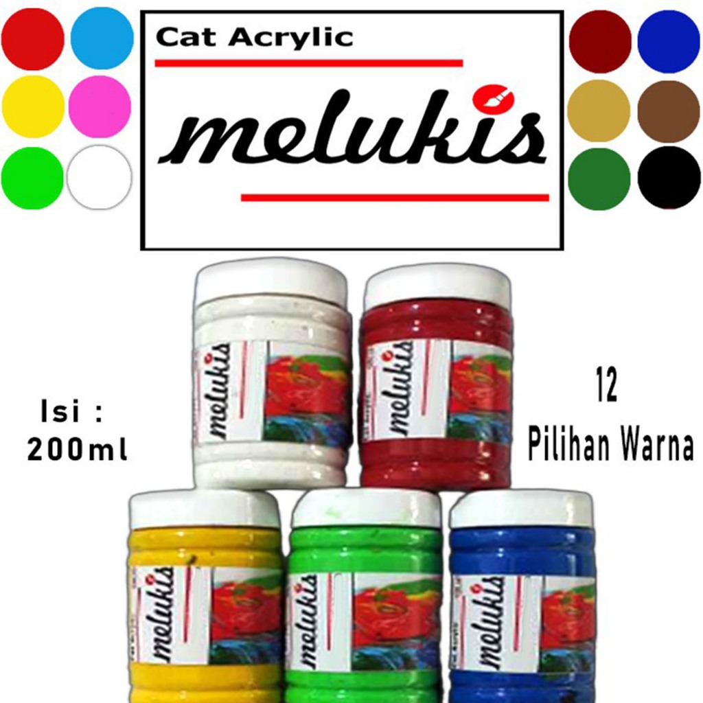 

Cat Lukis Acrylic - Cat akrilik MELUKIS 200 ml 12 Warna