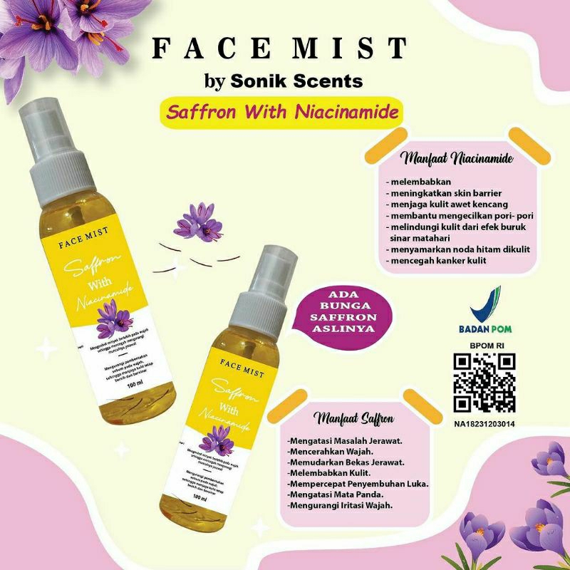 Face Mist Pencerah Wajah Spray Bunga Saffron 100 ml BPOM