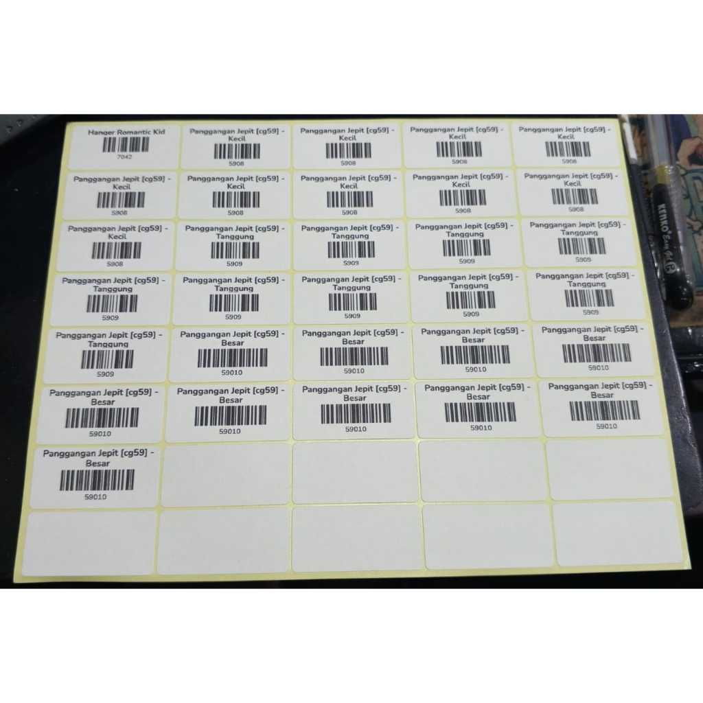 

STICKER BARCODE / STIKER LABEL NAMA / STICKER PUTIH POLOS - MURAH!!!