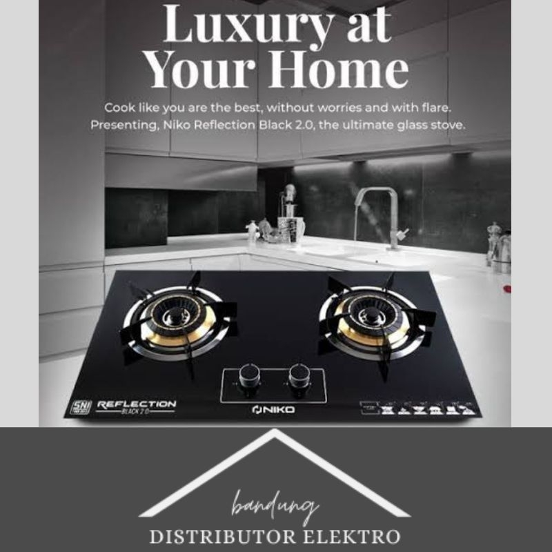 NIKO Kompor Gas Tanam Reflection 2 Tungku Seri Black Terbaru