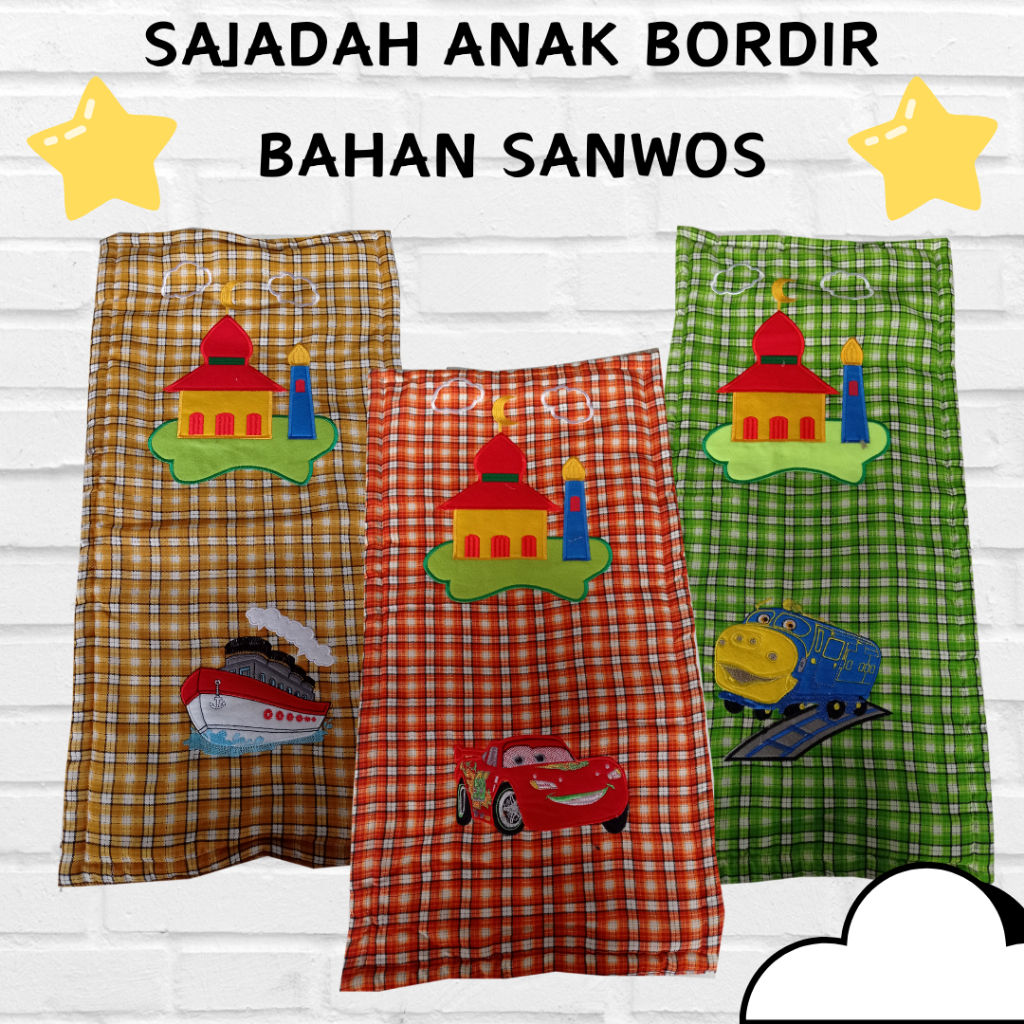 Kukashimura - Sajadah Anak Bordir Kain Sanwos (Motif Random)