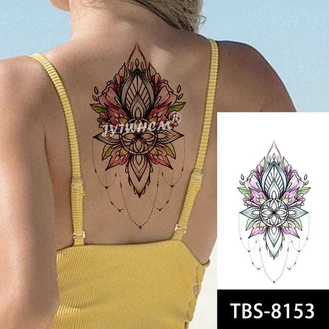 Tato Temporer Tattoo Tatto Temporary Tahan Air Sementara Motif Bunga Teratai Lotus Seri TBS-8153