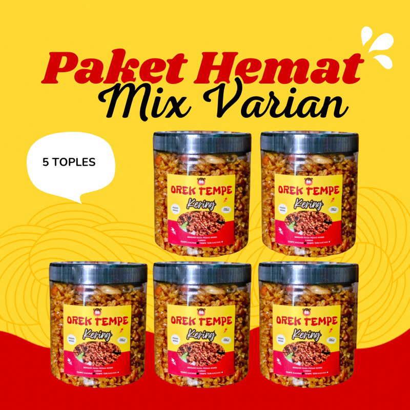 

Tempe Orek Kering Paket Hemat 5 Toples | Kering Tempe | Tempe orek teri kacang