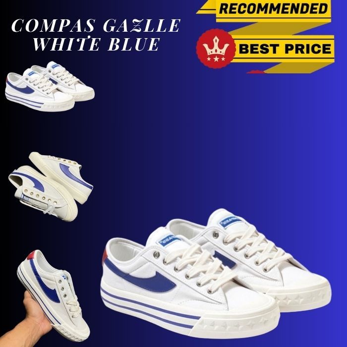 [ORIGINAL] Compass Gazelle White Blue[ORIGINAL] SEPATU COMPASS GAZELLE LOW WHITE BLUEORIGINAL] SEPATU COMPASS GAZELLE LOW WHITE BLUESepatu Compass Gazelle Low White Blue / Hi White Blue