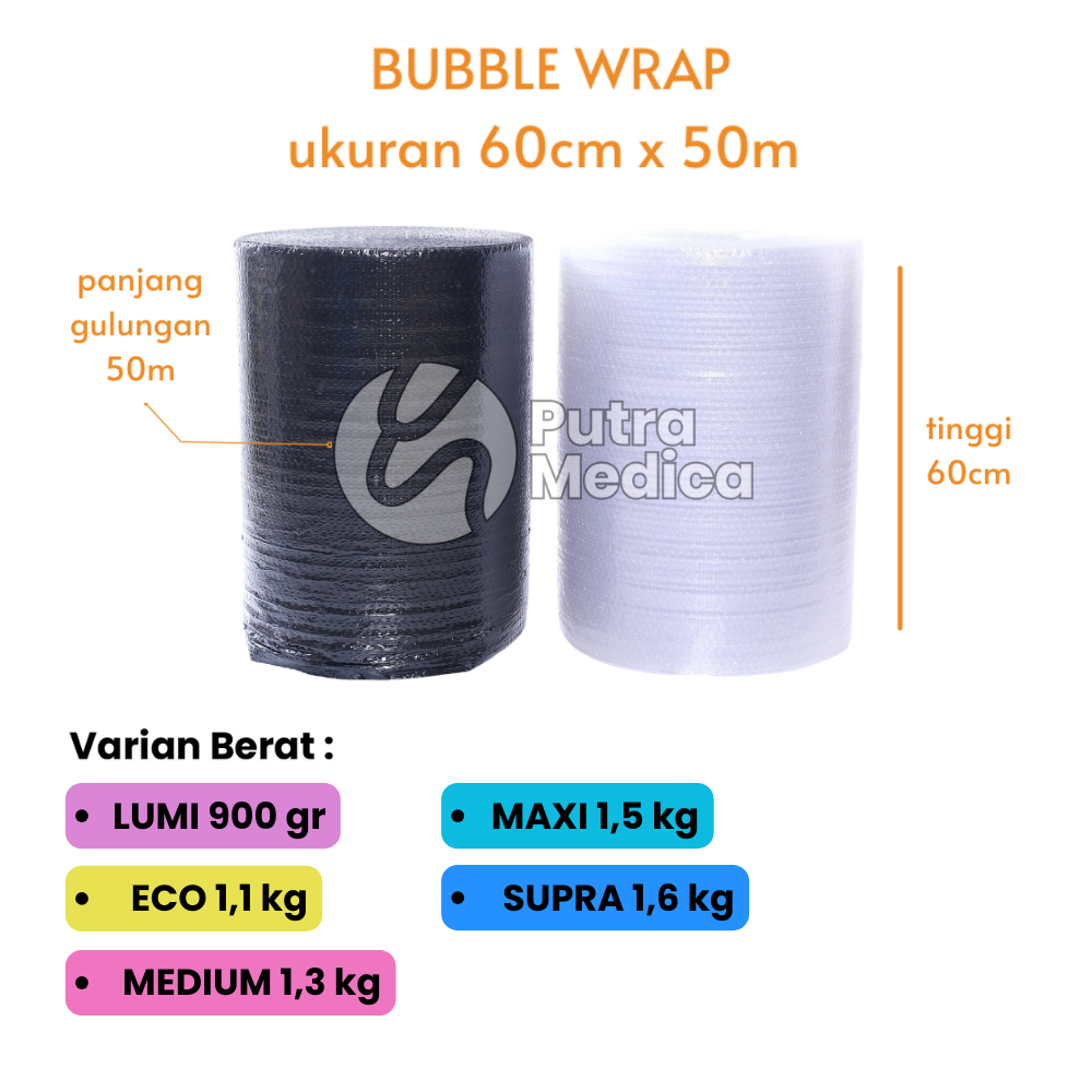 

Bubble Wrap Setengah Roll [60cm x 50m] / Plastik Gelembung Pletokan / Buble Pack