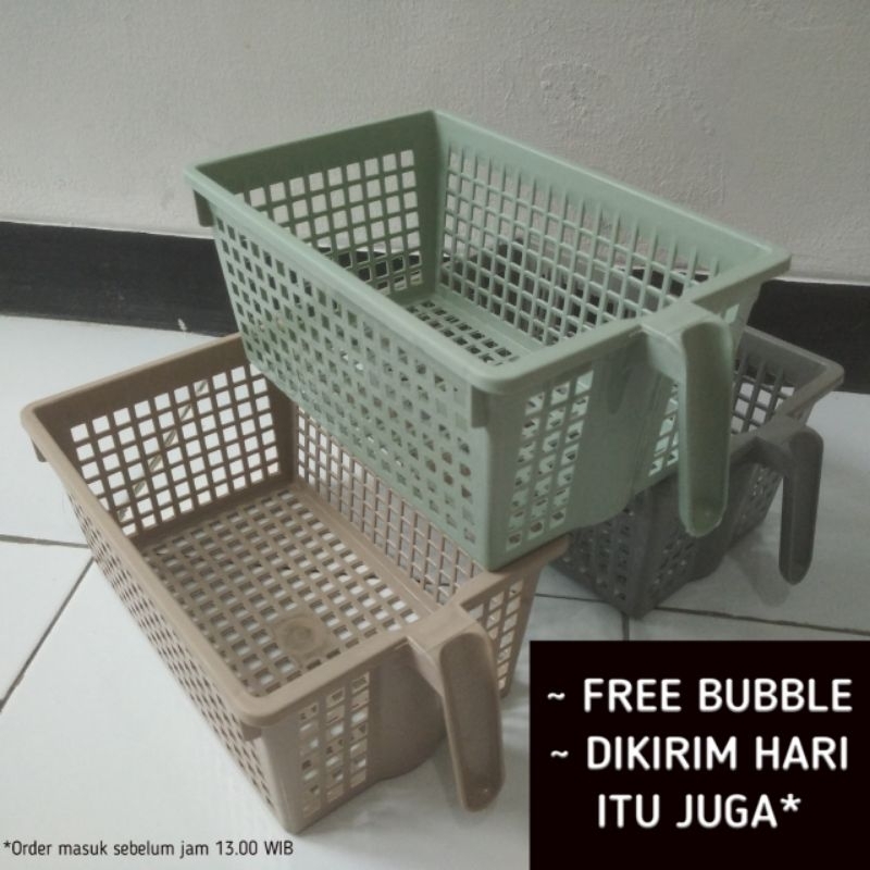 Keranjang Gagang Plastik Organizer Serbaguna / Keranjang Eriko 260