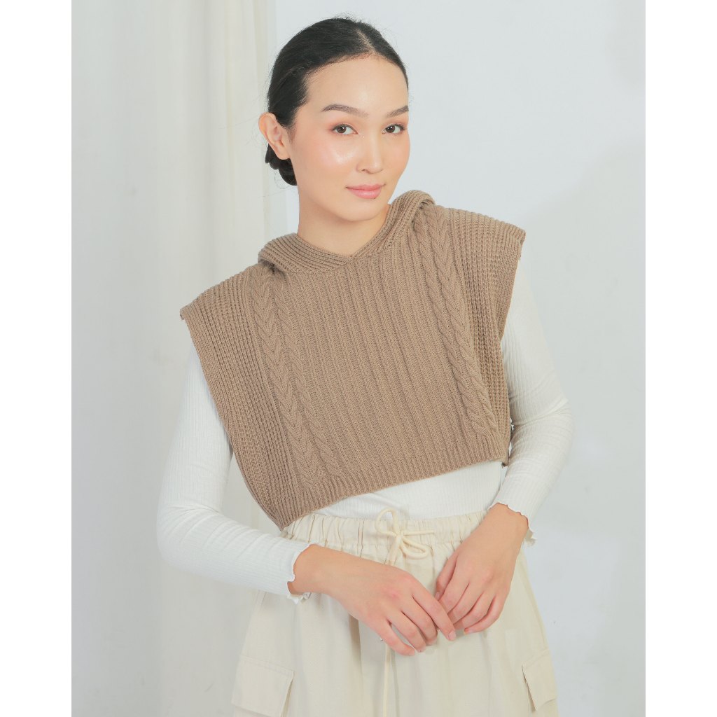 MKY CLOTHING BLUS CROP HOODIE BLOUSE RAJUT LENGAN PENDEK