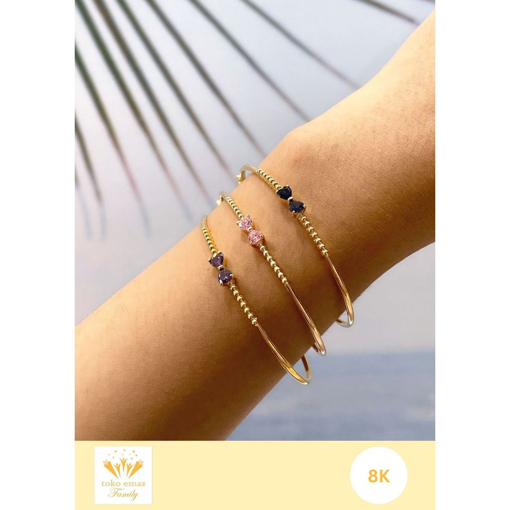 Gelang Emas Kadar 375 (8K) Bangle Light Series  1 - 4 Gram an