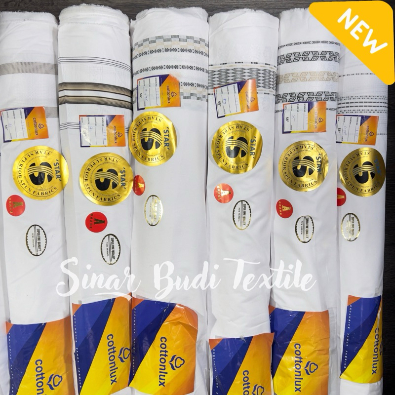 [Exclusive] Kain Katun Madinah Koko | Madinah Bordir 2 Sisi PUTIH | Per 0.5 Meter
