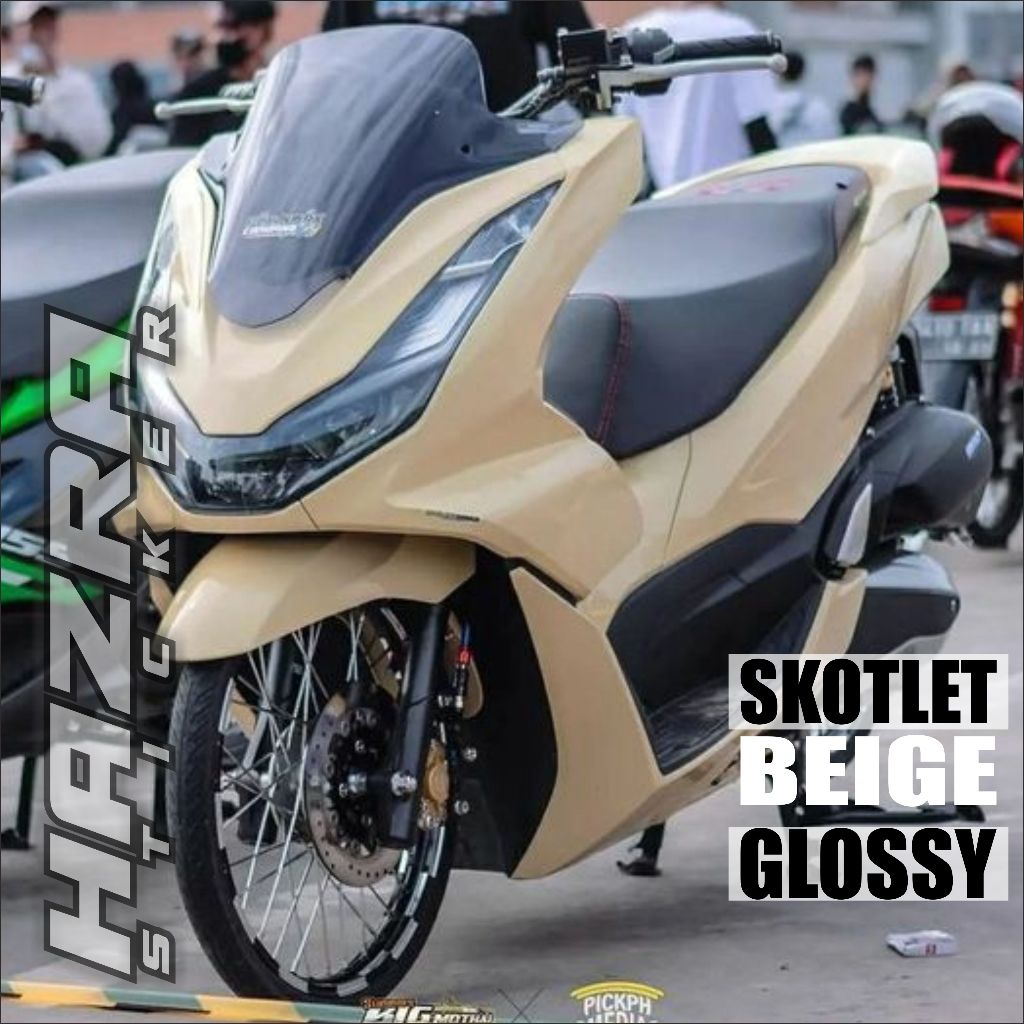 skotlet sticker motor warna cream beige lebar 45cm