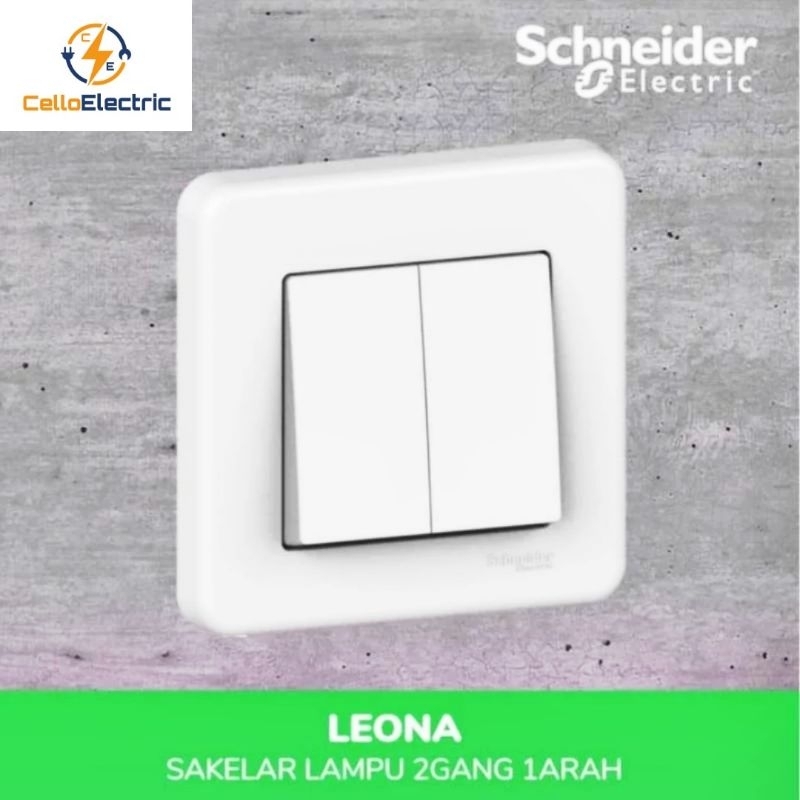 Ht1- Saklar Seri Schneider Leona 2 Gang 1 Arah / Saklar Double Inbow Ln0300321