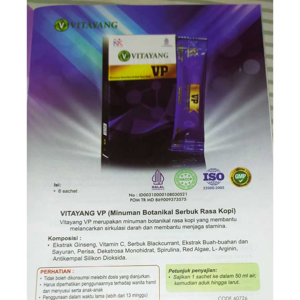 

VITAYANG VP (MINUMAN BOTANIKAL SERBUK RASA KOPI) 6 SACHET KK INDONESIA