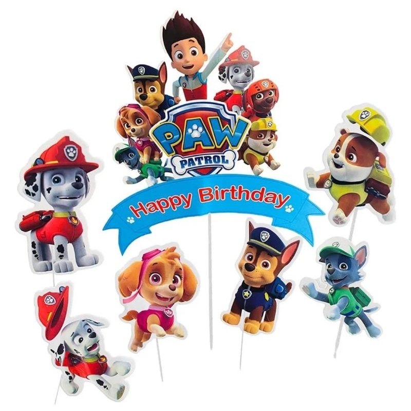 Cake Topper PAW PATROL hiasan kue Happy Birthday dekorasi kue cake Topper kue ulang tahun PAW PATROL