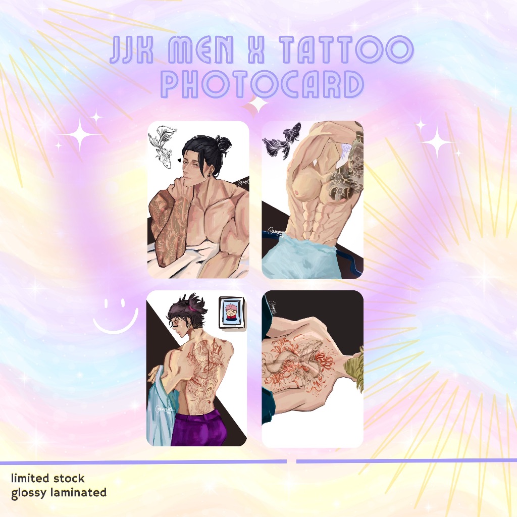 (@TAKONAKII) JJK MEN X TATTOO PHOTOCARD  GOJO SATORU GETO SUGURU CHOSO KAMO NANAMI KENTO