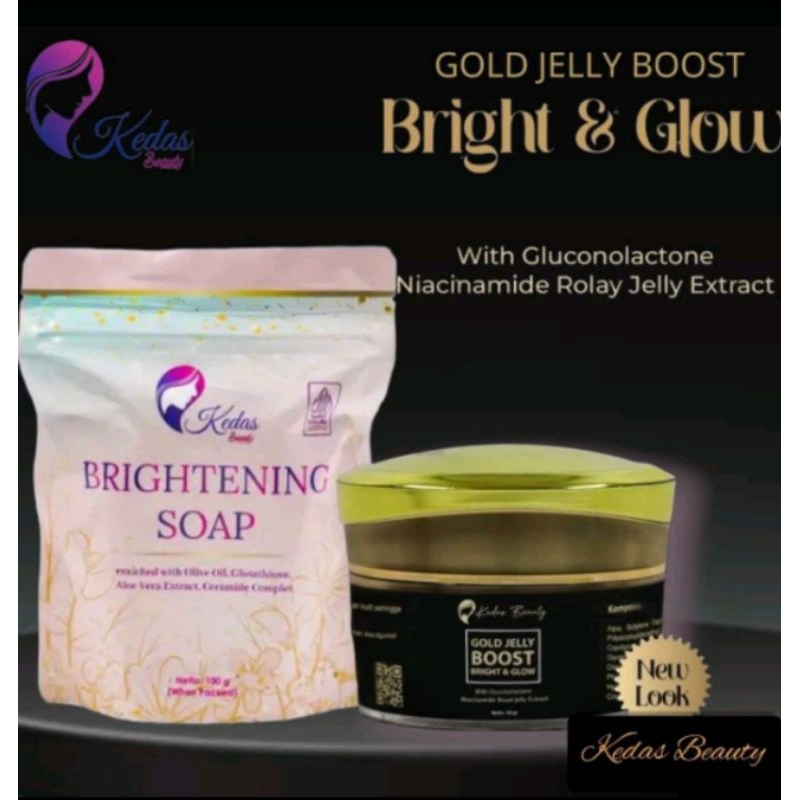 kedas beauty paket wajah (1pcs gold jelly &amp; 1pcs sabun) kedas beauty original bpom