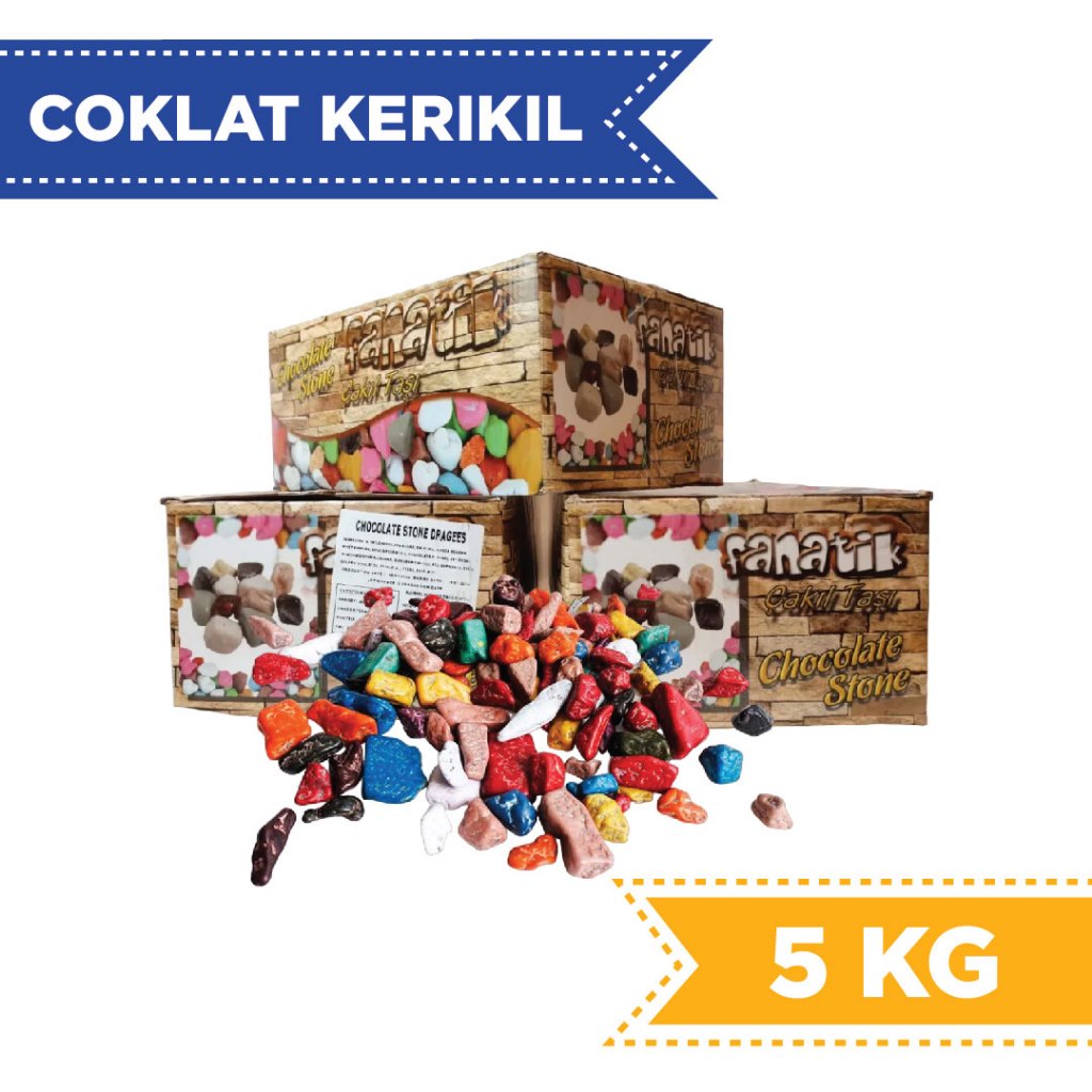 

Coklat Kerikil Fanatik Premium 5kg Kemasan Original 100% Turkey Stone Chocolate Coklat Arab