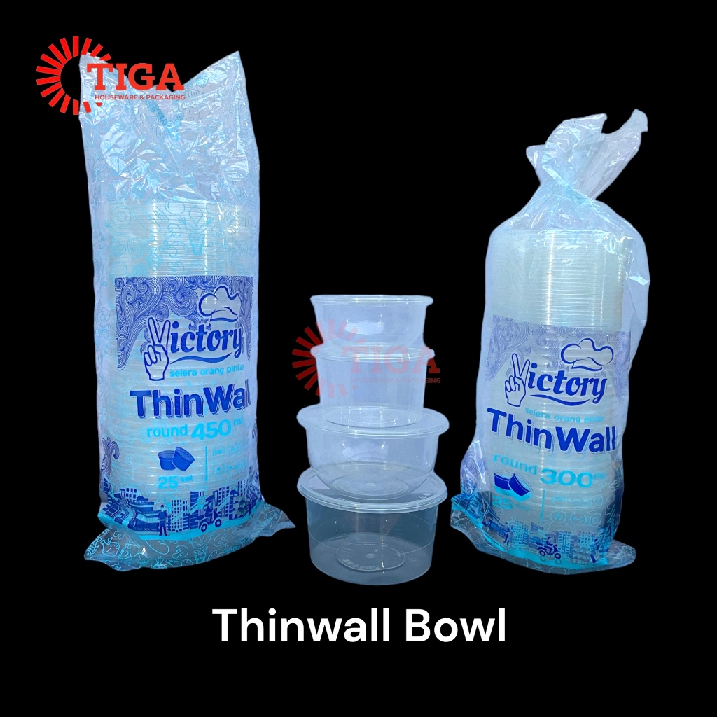 [25pcs] THINWALL BOWL/ MANGKOK THINWALL (BODY + TUTUP) MANGKOK PLASTIK/THINWALL MANGKOK/THINWALL ROU