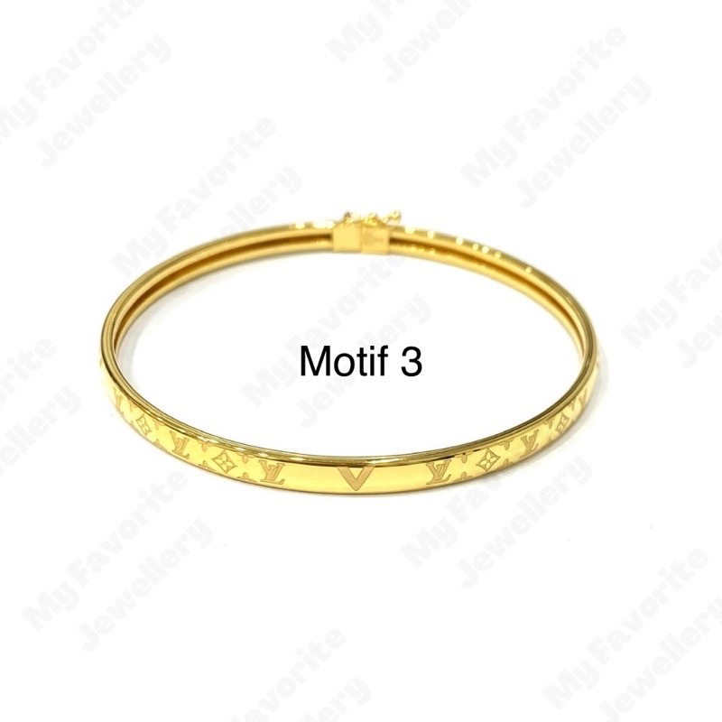 Gelang Bangkok Slim Motif Branded Emas Asli Kadar 875