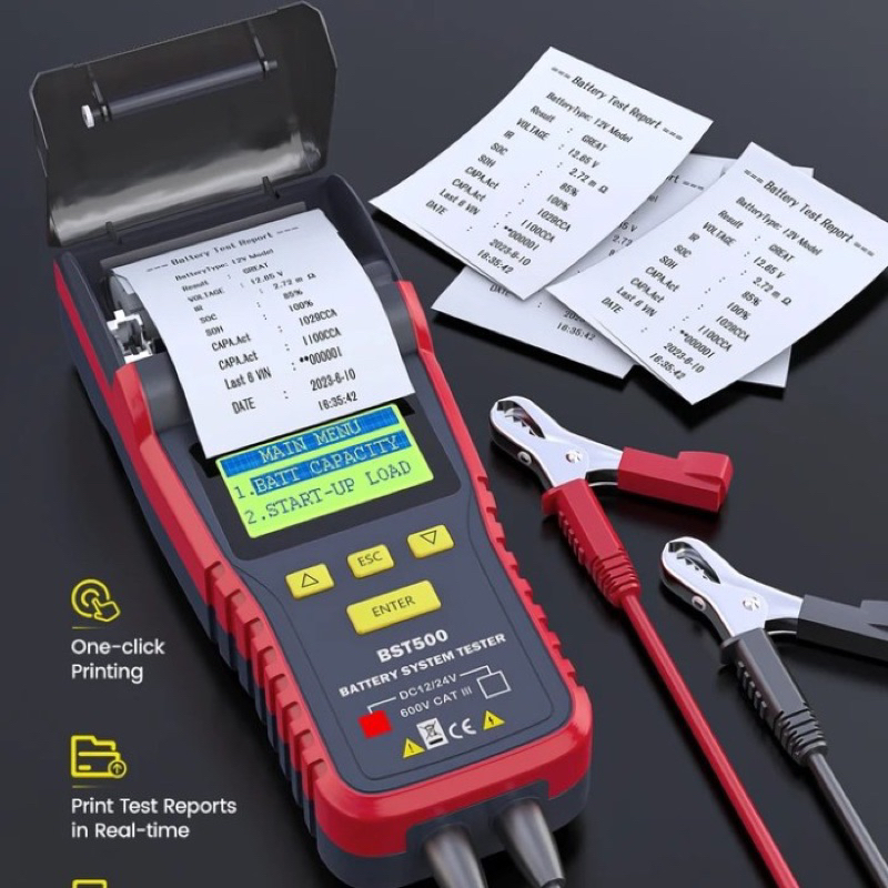 Battery Tester Ancel w Thermal Printer BST500 12V 24V System Truck BST-500 Accu Aki Batere Baterai M