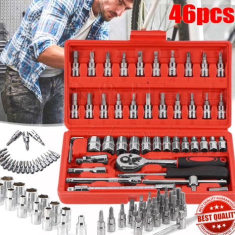 Tyc bonkyo Kunci SOK 46 PC Set Socket 14  Full Lengkap Socket Tool Kit Pas Ring L Motor Mobil  Ready