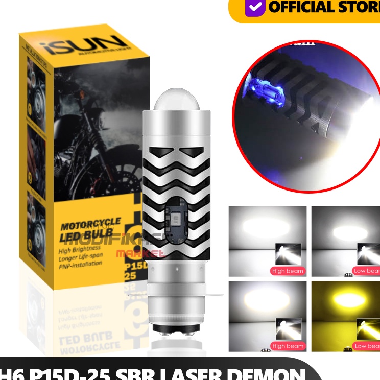 Lzc Lampu Utama Motor LED Laser Gun H6 P15D25 SBR CSP LED Demon DC98V