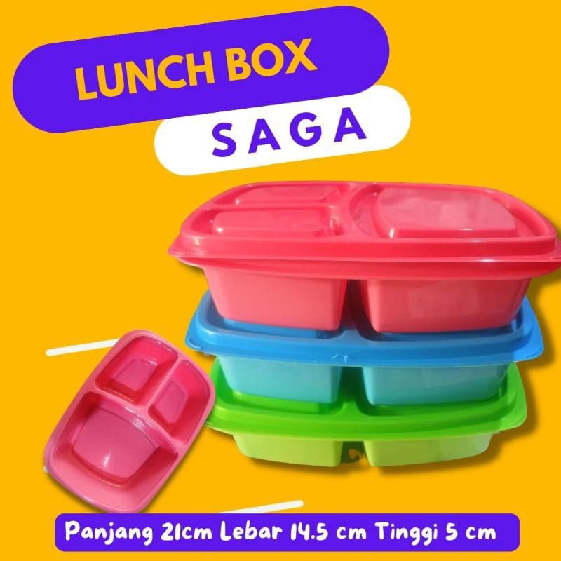 LUNCH BOX PLASTIK 3 SEKAT / TEPAK MAKAN 3 SEKAT