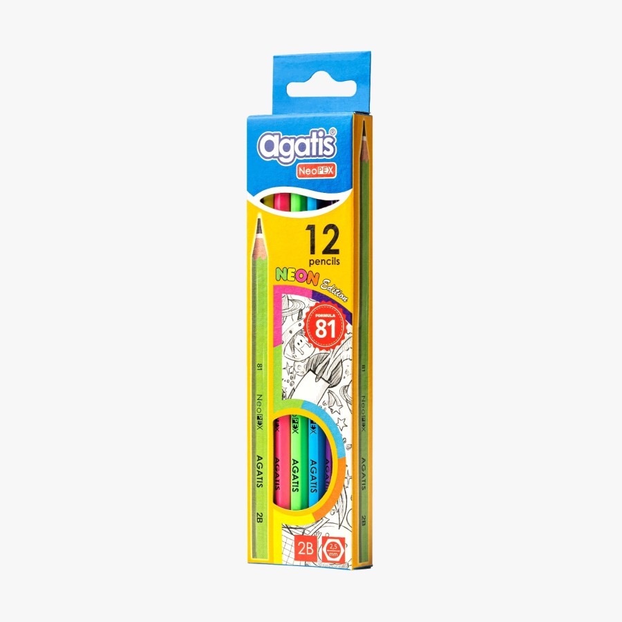 Asaba Stationery- Agatis Neopex Pensil Tulis Neon 2B 1Box - Isi 12 Pcs