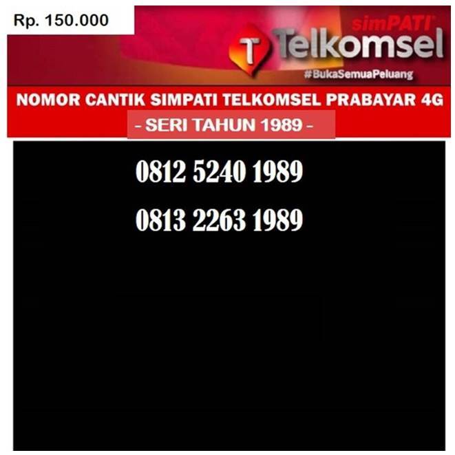 Nomor cantik Simpati Telkomsel Prabayar 4G Kartu perdana tahun 1989