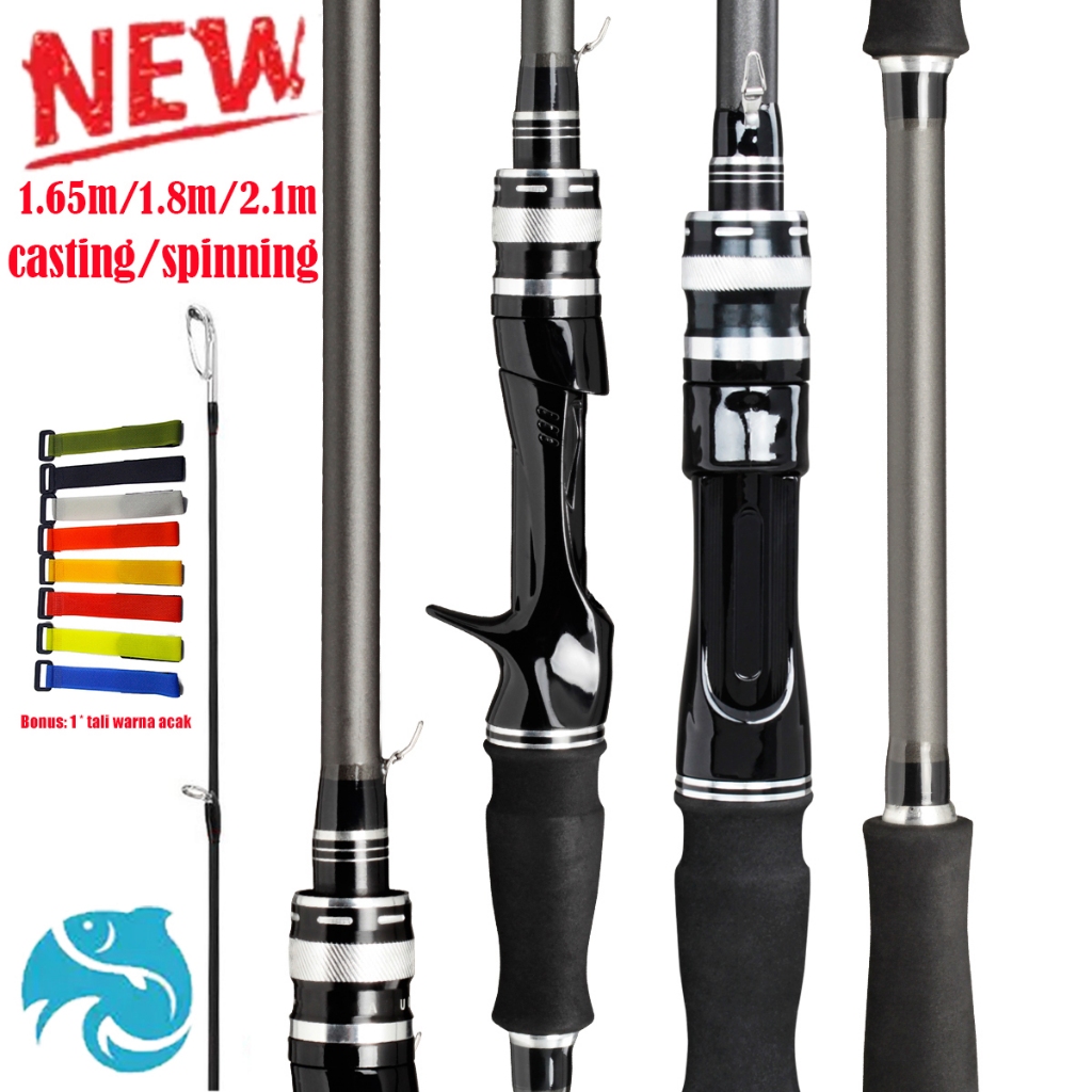 HAIYI FISHING joran pancing 2 bagian spinning/casting 1.65m/1.8m/2.1m M/ML joran Joran Pancing Carbo