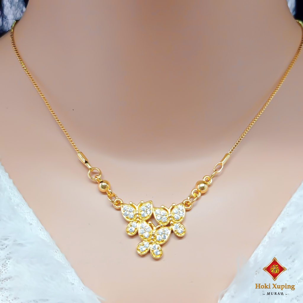 Kalung Anak Dan Remaja Model 3 Kupu-Kupu Lapis Emas